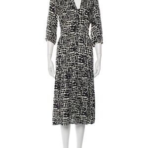 ba&sh Black and White Patterned Midi Dress
